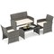 4-Piece Outdoor Patio Furniture Set with Cushions Mix Gray PE Rattan Loveseat
